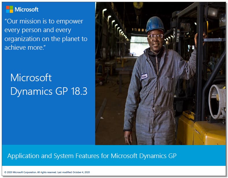 Dynamics GP 18.3 user guide