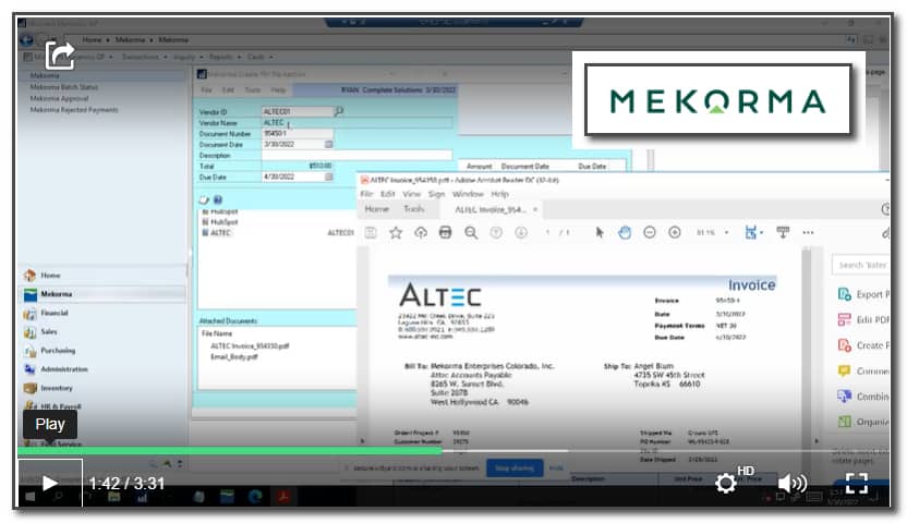 Mekorma Invoice capture